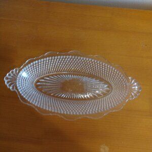 Vintage glass oval bowl plate